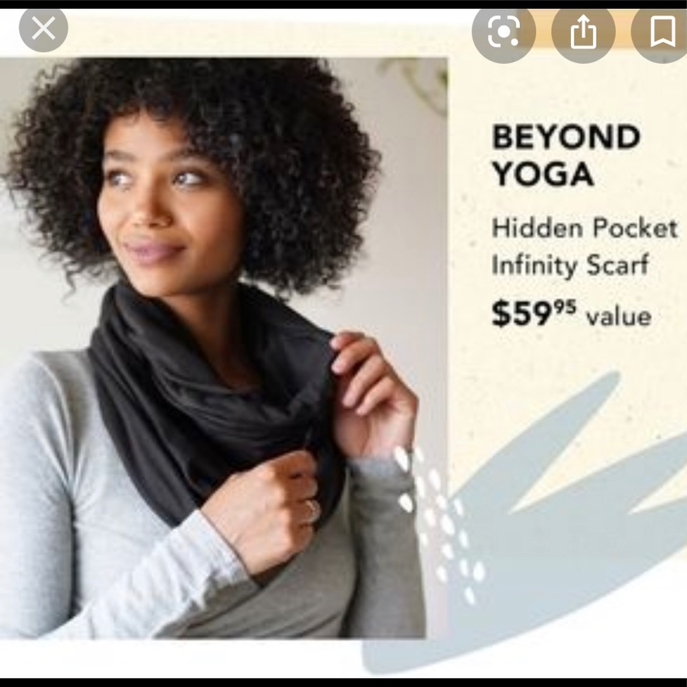 Beyond yoga, pocket infinity scarf.
